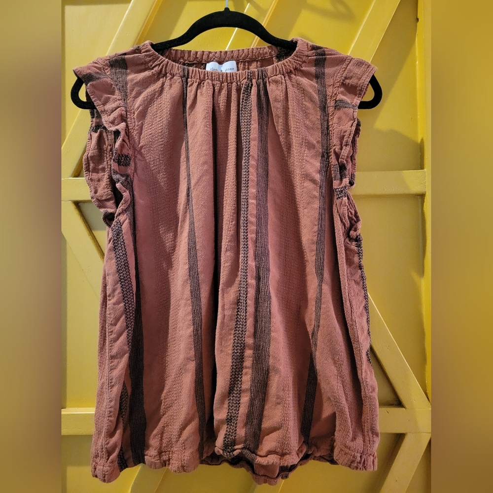 cloth & stone Rust Pink Striped Sleeveless Blouse